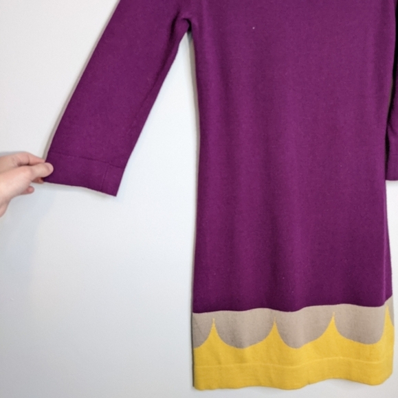 Boden Cashmere Angora Blend 3/4 Sleeve Mini Fitted Sheath Dress Purple Size 4 - Picture 2 of 13